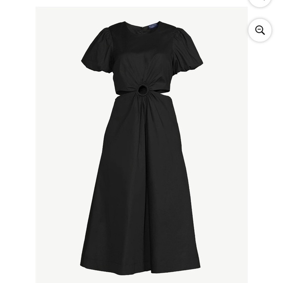 NWT Scoop Women's Cut Out Midi Dress with Puff Sleeves Black Size L - Picture 4 of 8
